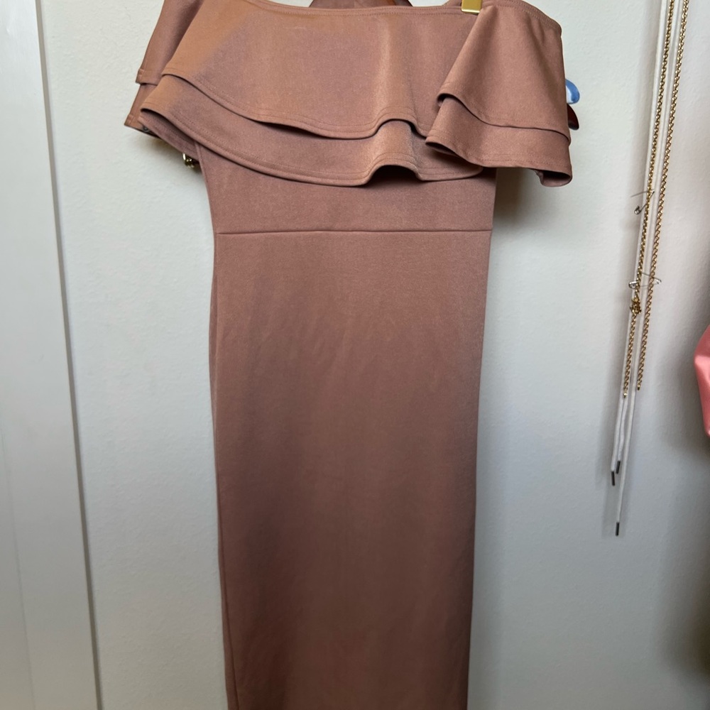 Missguided Off-Shoulder Brown Dress